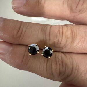 Moissanite Black and Gold Round Earrings